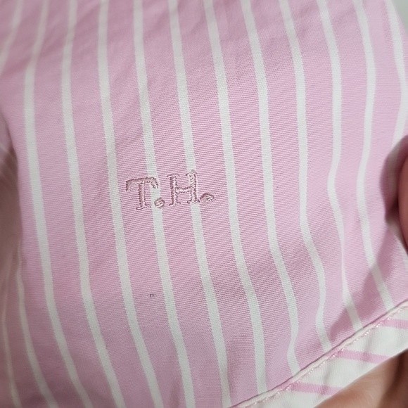 Tommy Hilfiger pink striped button down vintage 90's top size 12 - Picture 7 of 11
